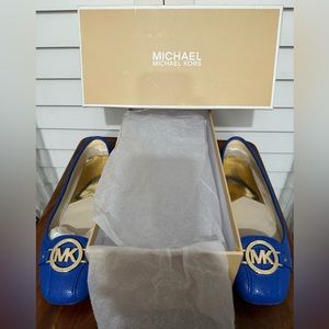 GENTLY USED - MICHAEL Michael Kors Fulton Moc, Size 9 Electric Blue Leather